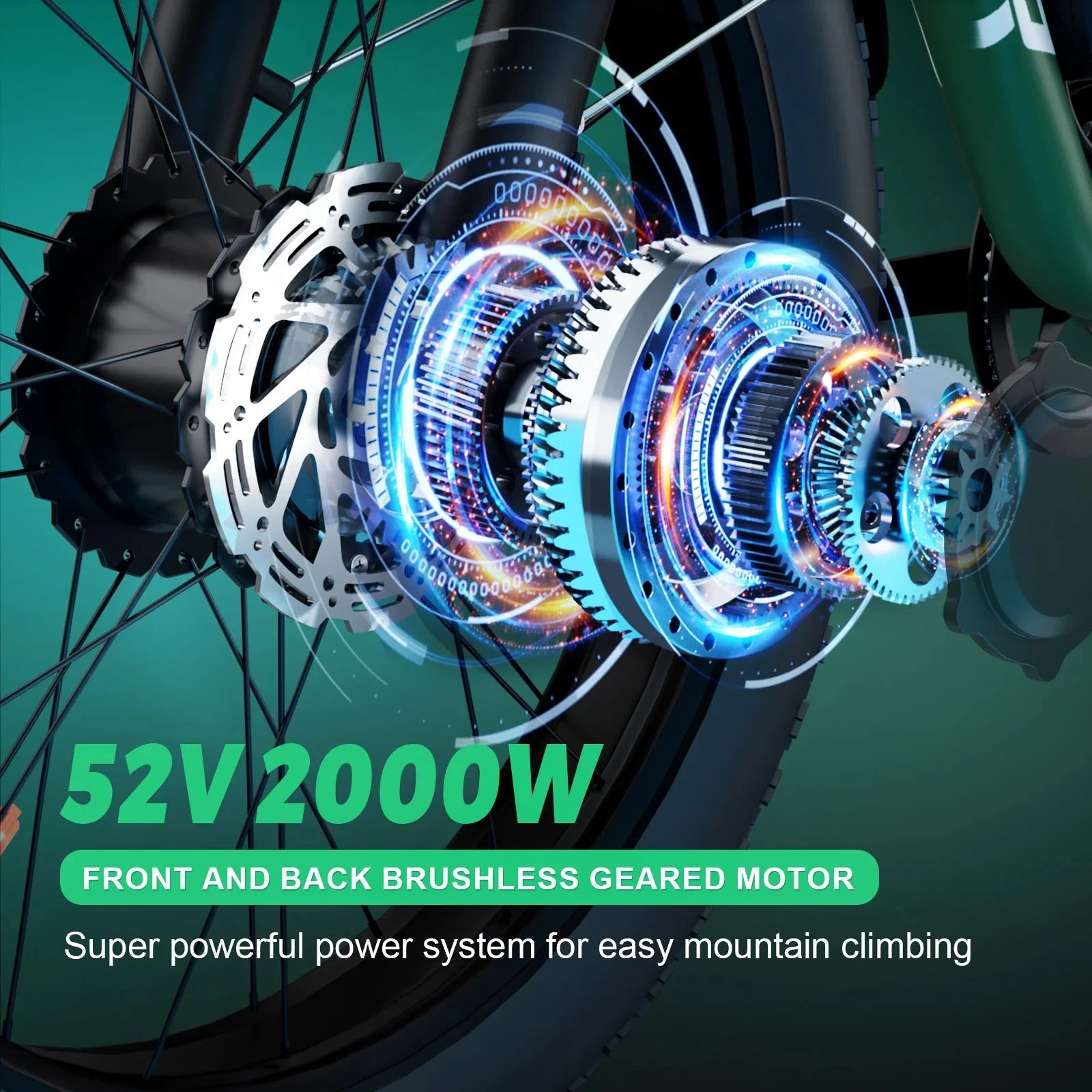 2000W Dual Motor AWD Fat Tire E-Bike | 52V 80-Mile Range