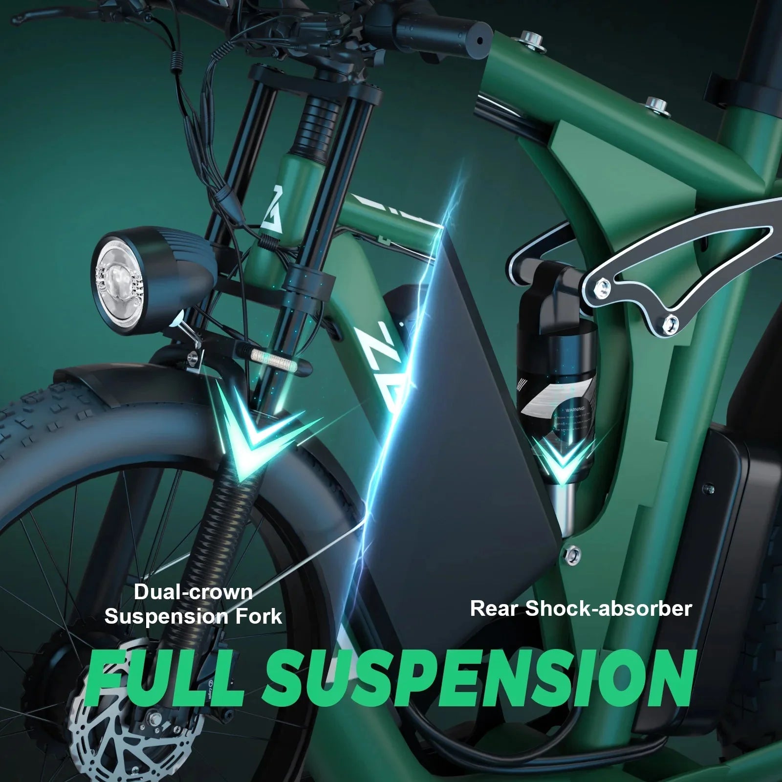 2000W Dual Motor AWD Fat Tire E-Bike | 52V 80-Mile Range